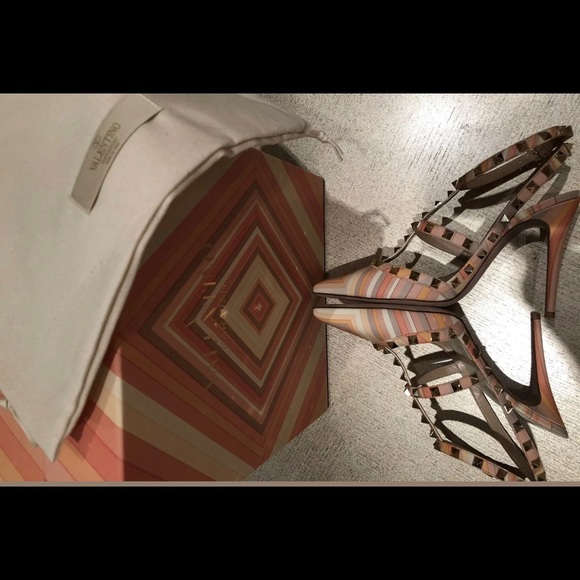 Valentino Rockstud Harlequin-print Pump Sorbet - Picture 6 of 8